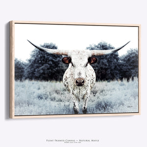 Texas Longhorn Print | Rustic Western Wall Art - Farmhouse Longhorn Canvas