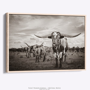 Texas Longhorn Wall Art | Rustic Western Decor Farmhouse Canvas Print