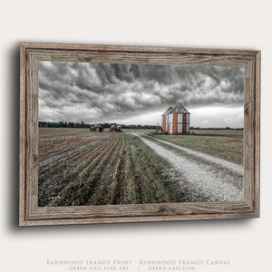 Rustic Tractor and Grain Bins Wall Art | Midwest Great Plains Farm Photography