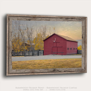Wyoming Red Barn Canvas Print Wall Art | Original Autumn Western Farm Landscape Photography