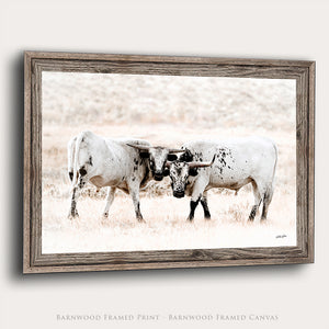 Texas Longhorn Wall Art | Two Cows Western Ranch Canvas Decor