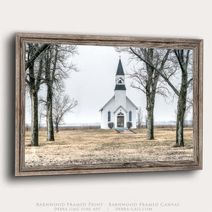 Vintage Country Church Wall Art  -  Rustic Farmhouse Fine Art Canvas Print