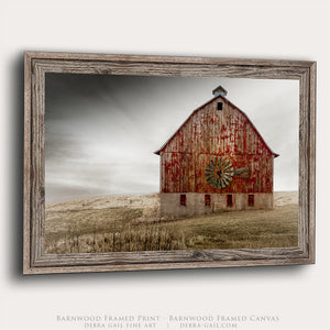 Red Barn Wall Art | Kansas Rustic Farmhouse Country Landscape Canvas