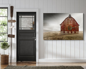 Red Barn Wall Art | Kansas Rustic Farmhouse Country Landscape Canvas
