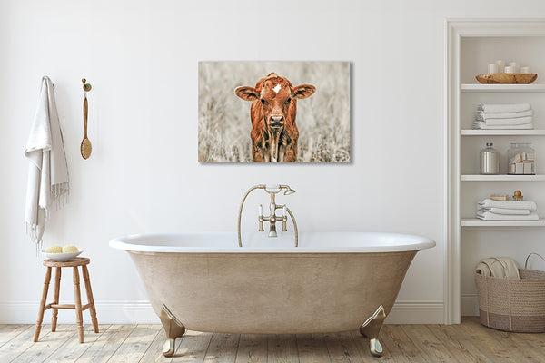 CUTE COW CANVAS PICTURE - NURSERY, KIDS, FARMHOUSE DECOR