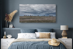 Wild Horse Wall Art - Panoramic Western Canvas Print | Rustic Framed Decor