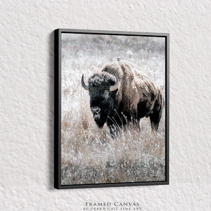 Vertical American Buffalo Canvas Wall Art | Iconic Bison Print