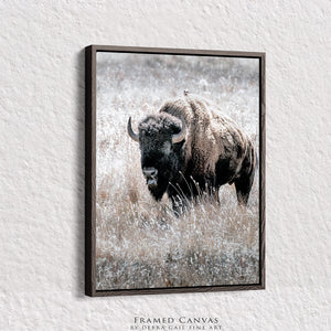 Vertical American Buffalo Canvas Wall Art | Iconic Bison Print