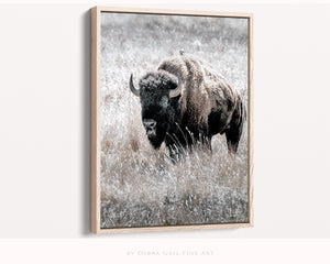 Vertical American Buffalo Canvas Wall Art | Iconic Bison Print