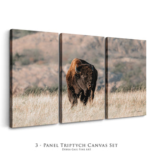 American Buffalo Triptych Wall Art | 3-Panel Canvas