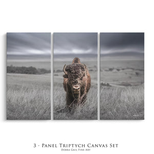 Bison Triptych Wall Art | Three-Panel Western Canvas Statement Set