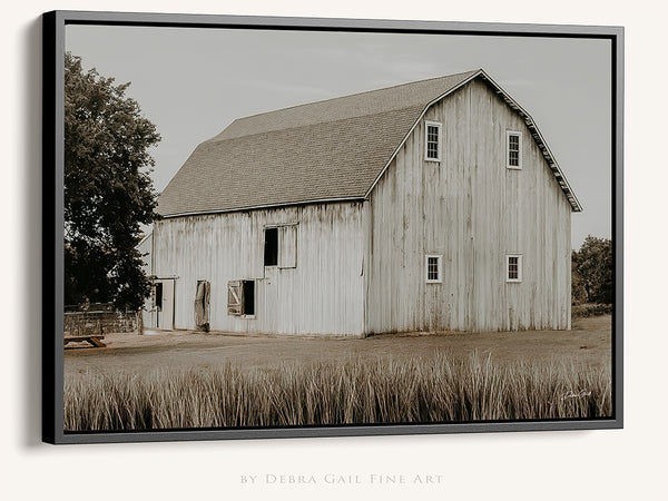 White Barn Fall Farmhouse Landscape Print No. 0538