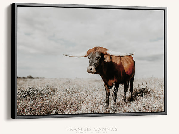 LARGE LONGHORN ART PRINT - WESTERN, TEXAS, OR FARMHOUSE DECOR