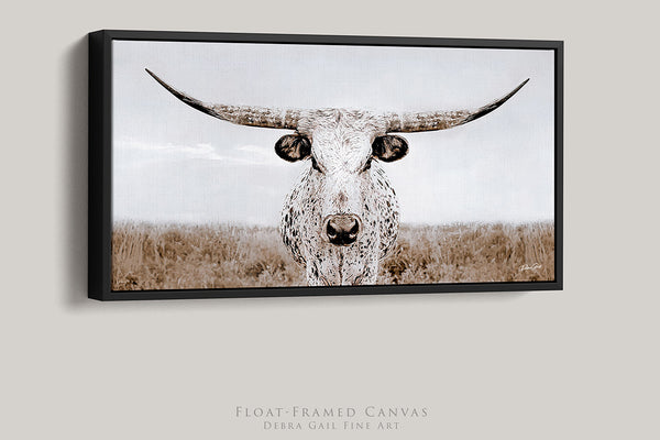 LONGHORN COW CANVAS PRINT - FARMHOUSE DECOR 2:1