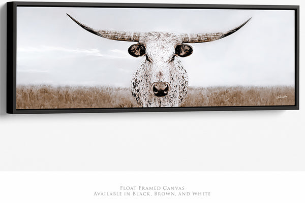 LONGHORN COW CANVAS PRINT - FARMHOUSE DECOR 3:1