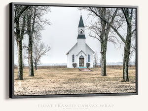 Vintage Country Church Wall Art  -  Rustic Farmhouse Fine Art Canvas Print