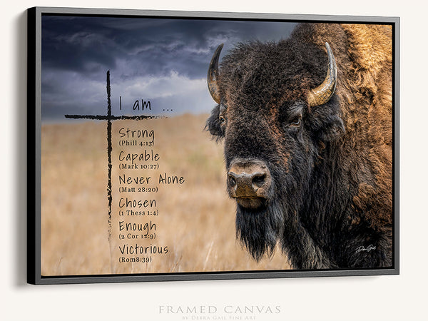 INSPIRATIONAL PRINT - I Am Strong Bison Scripture Art