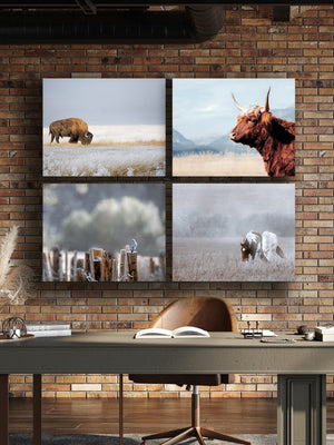 Blue wall art – set of 4 canvas prints farmhouse western decor