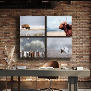 Blue wall art – set of 4 canvas prints farmhouse western decor