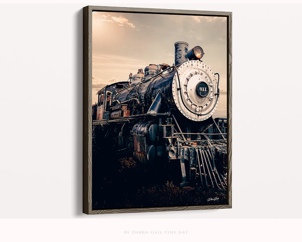 Vintage AT&SF Steam Locomotive #811 | Rustic Industrial Art