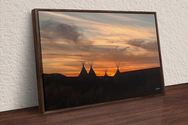 Teepees at Sunset - Western Silhouette Fine Art Photography Print