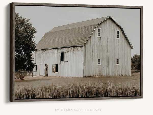 White Barn Fall Farmhouse Landscape Print No. 0538