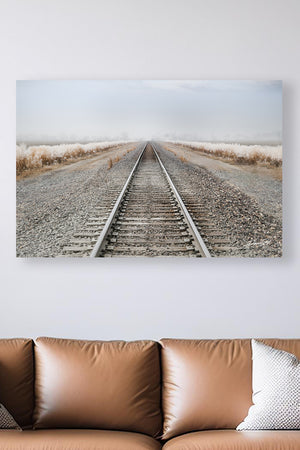 Railroad wall art – train track landscape photography by Debra Gail Fine Art