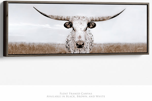 LONGHORN COW CANVAS PRINT - FARMHOUSE DECOR 3:1