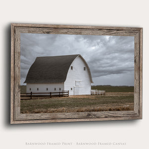 White Barn Wall Art | Kansas Prairie Rustic Country Farmhouse Canvas