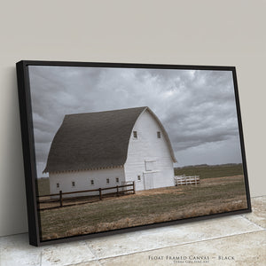 White Barn Wall Art | Kansas Prairie Rustic Country Farmhouse Canvas