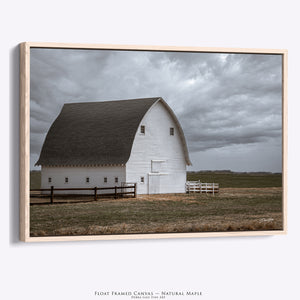 White Barn Wall Art | Kansas Prairie Rustic Country Farmhouse Canvas