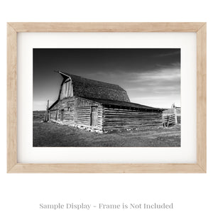 Mormon Row Barn Black and White – Historic Wyoming Western Wall Art
