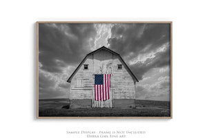 Rustic barn wall art – American Flag Kansas prairie fine art photography by Debra Gail Fine Art