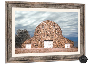 Old stone barn wall art – rustic Kansas prairie farmhouse photography print by Debra Gail Fine Art