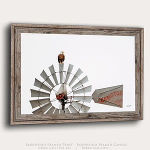 American Bald Eagle on Windmill Canvas Print | Patriotic Western Wildlife Artwork