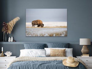 Buffalo Artwork for Western Living Room Decor | Western Luxury Bison Canvas
