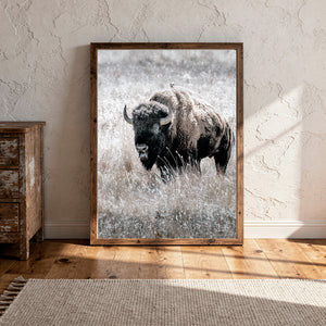 Vertical American Buffalo Canvas Wall Art | Iconic Bison Print