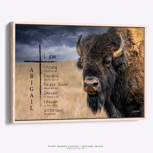 Bison Scripture Art - Rustic Western Home Decor | Buffalo Canvas Print
