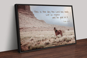 Psalm 118:24 Scripture Horse Wall Art | Wild Mustang of the Desert