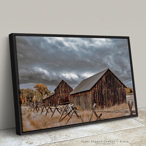 Rustic Barn Canvas Print | Farmhouse Wall Art with Autumn Tones Original Photography