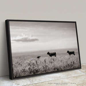 Black Angus Cattle Ranch Wall Art | Neutral Rustic Landscape Decor