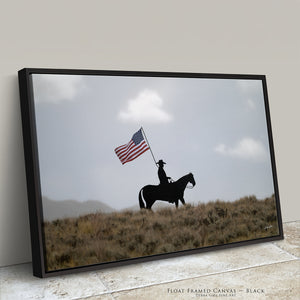 American Flag Horseman Artwork | Patriotic Wyoming Western Photography