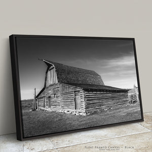 Mormon Row Barn Black and White – Historic Wyoming Western Wall Art