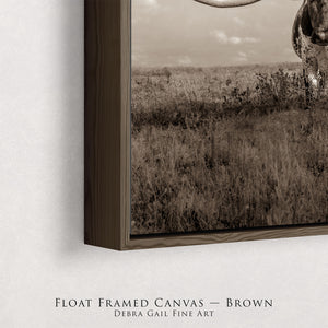 Custom Longhorn in Sepia | Vertical Texas Longhorn Wall Art