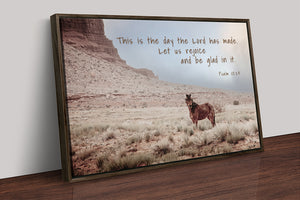 Psalm 118:24 Scripture Horse Wall Art | Wild Mustang of the Desert