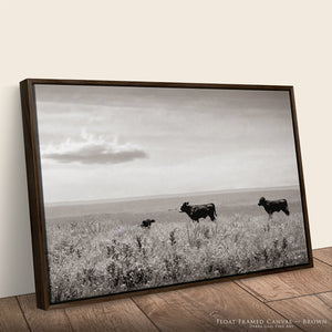 Black Angus Cattle Ranch Wall Art | Neutral Rustic Landscape Decor