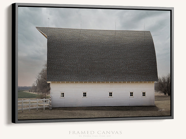 WHITE BARN WITH A GAMBREL ROOF - FARMHOUSE DECOR PRINT OR CANVAS