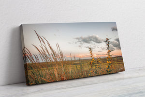 Flint Hills Prairie Panoramic Wall Art – Kansas Landscape Sunset Print