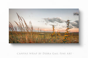 Flint Hills Prairie Panoramic Wall Art – Kansas Landscape Sunset Print
