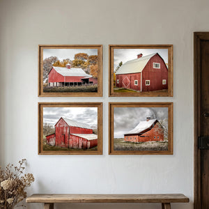 Red Barn Wall Art — Set of 4